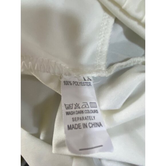 Two-Piece White Long-Sleeve Crop Top & Ruffled Pants Set 1XL Sexy Stretch Cute - Picture 5 of 7